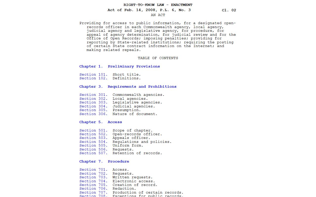 Juniata County arrest records and court charges Pennsylvania Right to Know Law