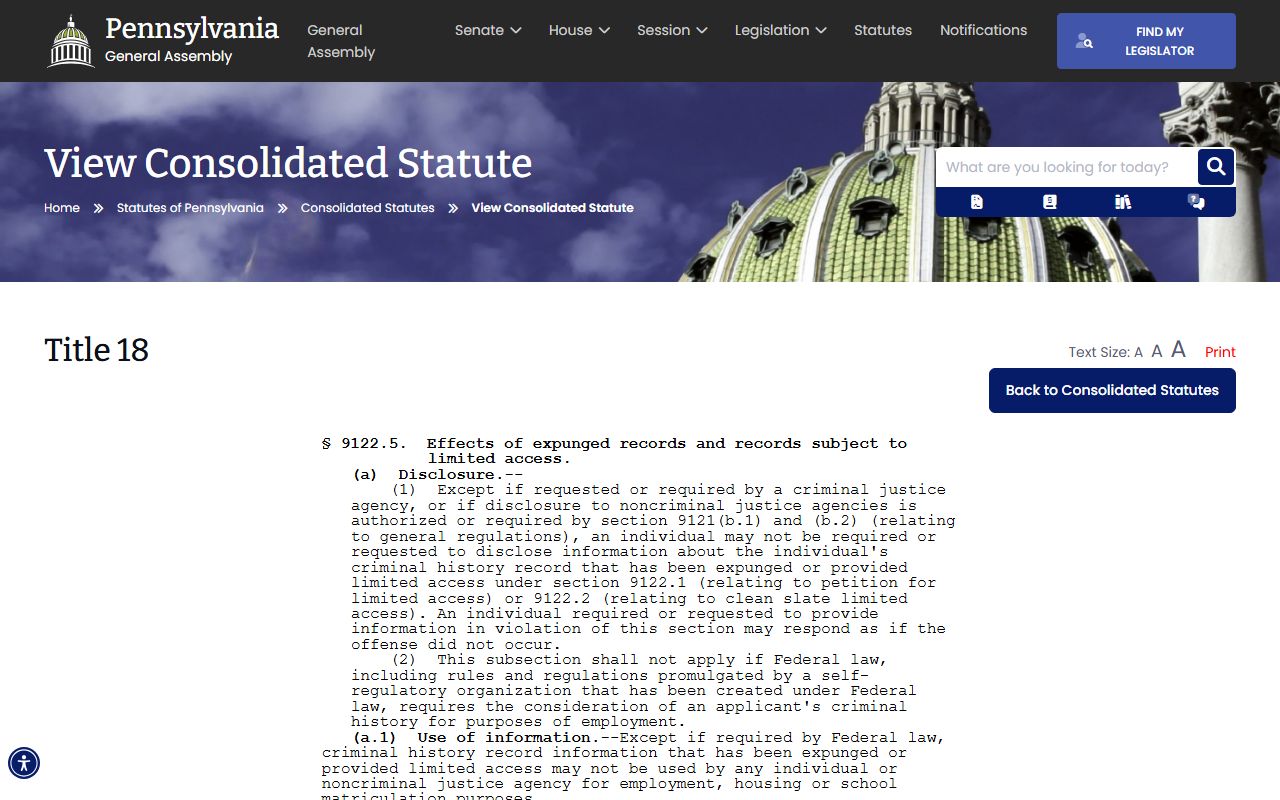 Juniata County arrest records and court charges limited access effects statute