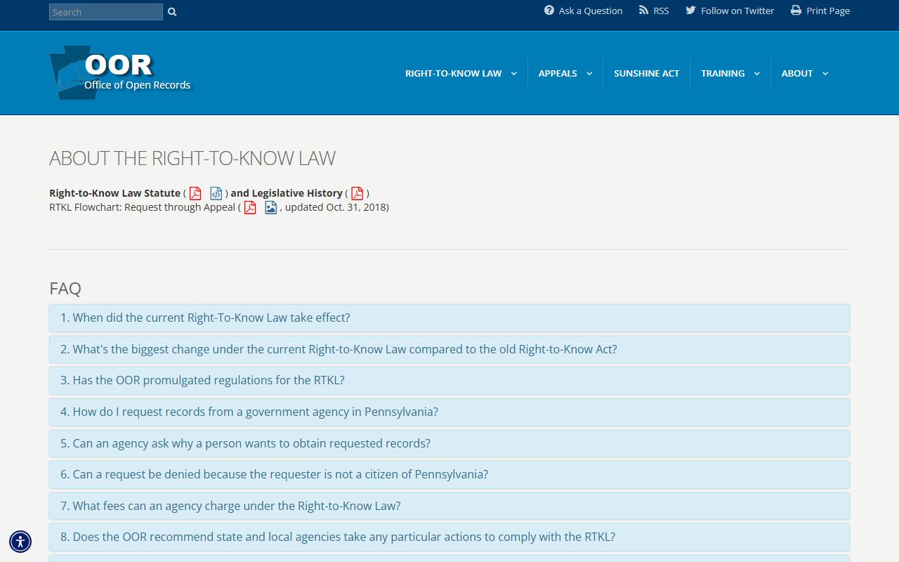 Juniata County court records Pennsylvania Right to Know Law public records overview