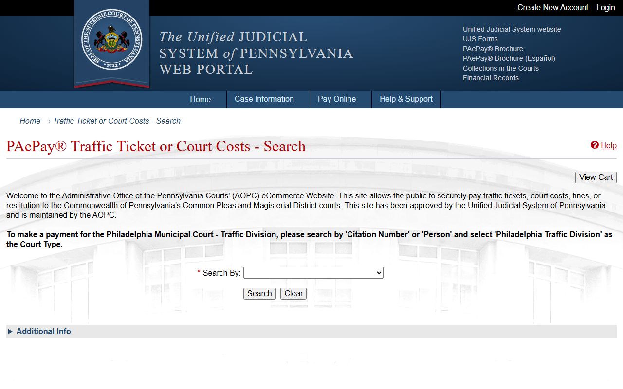 Juniata County traffic court records PAePay search