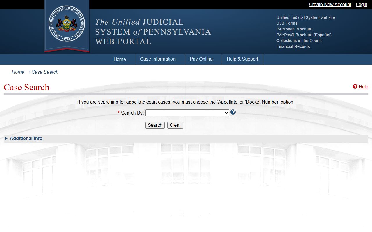 Juniata County court records UJS Case Search portal