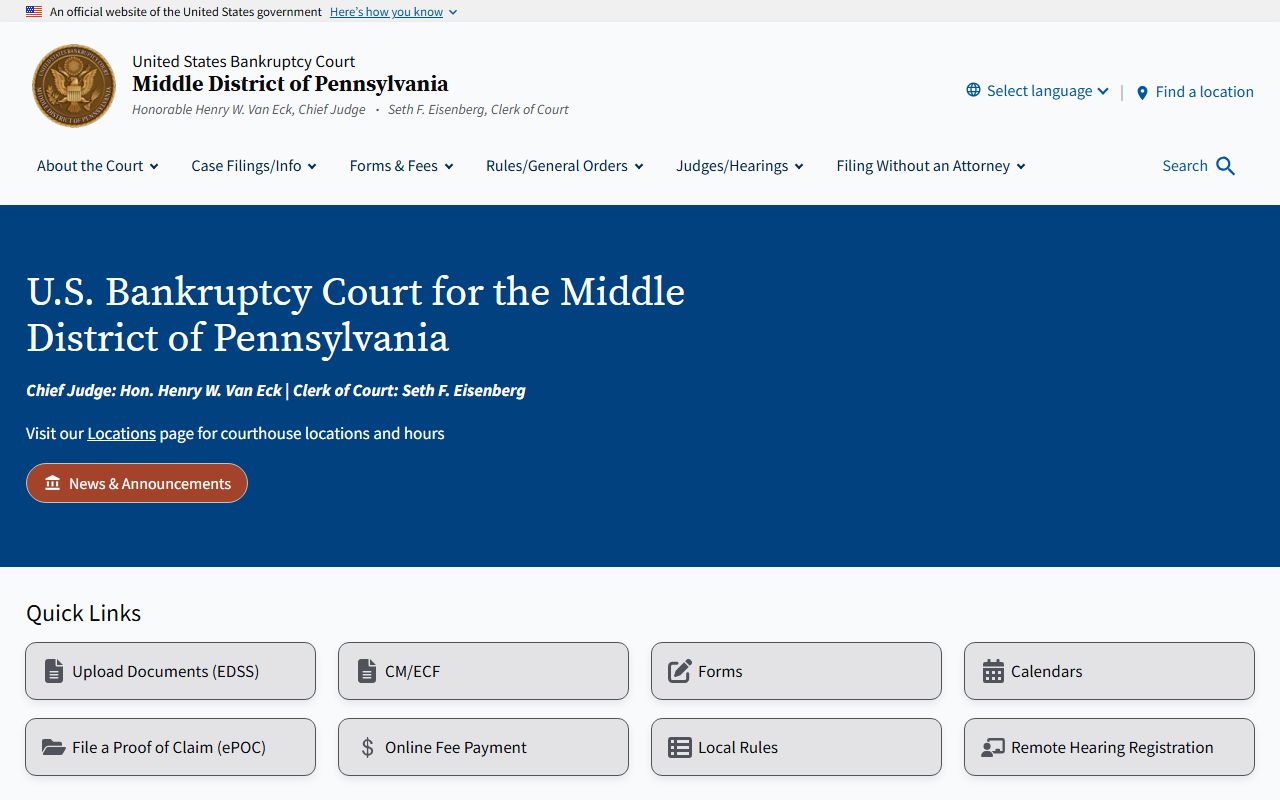 Juniata County Orphans' Court federal bankruptcy record access context