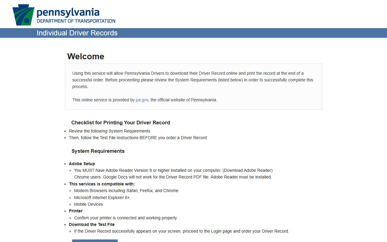 Juniata County traffic court records PennDOT individual driver records
