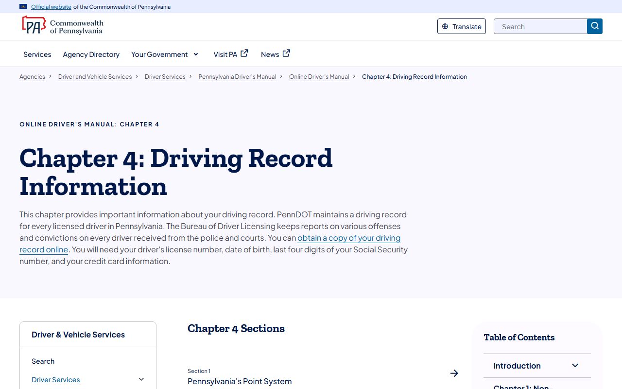 Juniata County traffic court records PennDOT driving record information